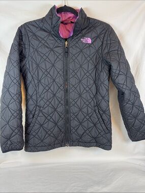 The North Face Black Quilted Jacket with Pink Lining